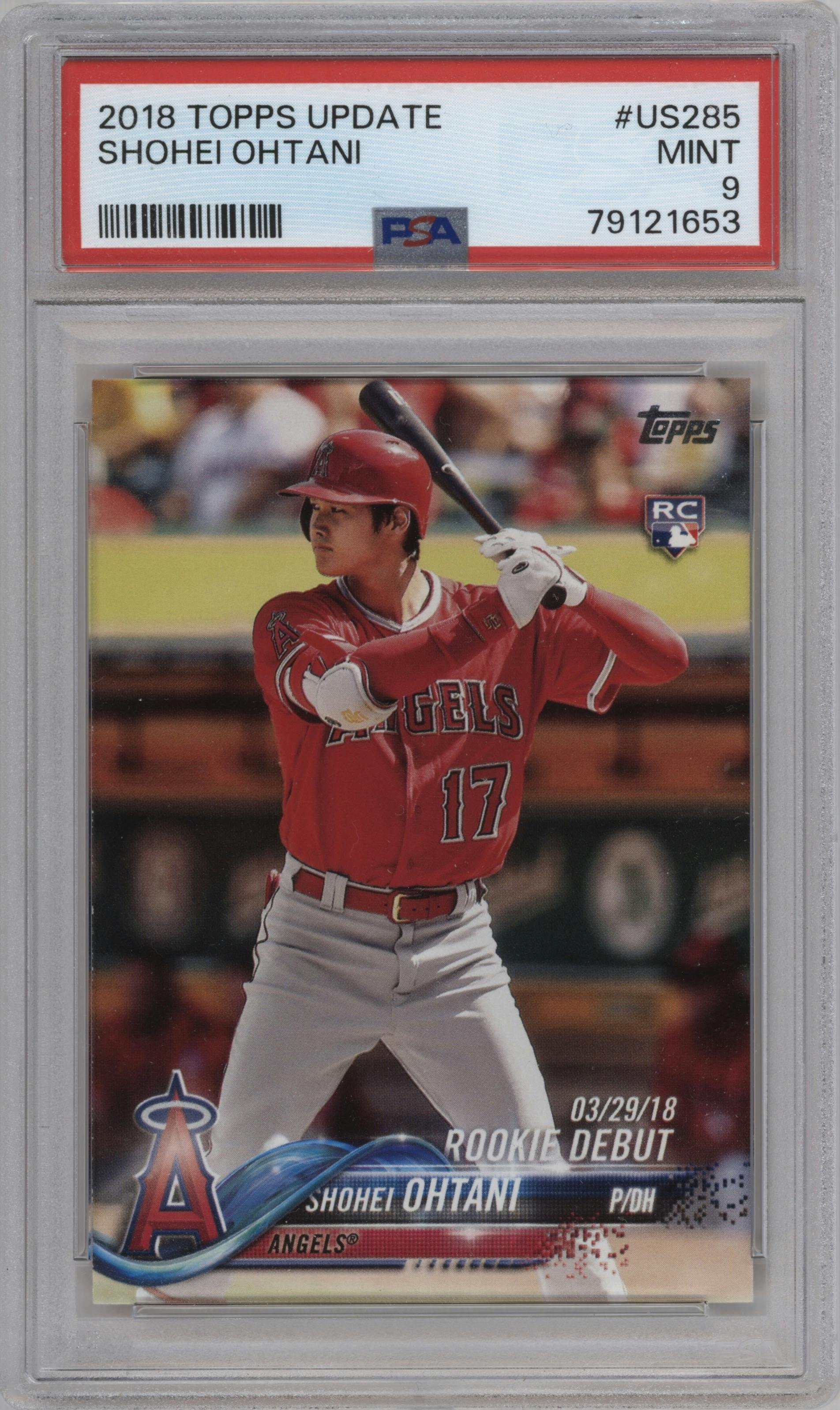 Shohei Ohtani from the 2018 Topps Update set graded by PSA and given an overall grade of 9.