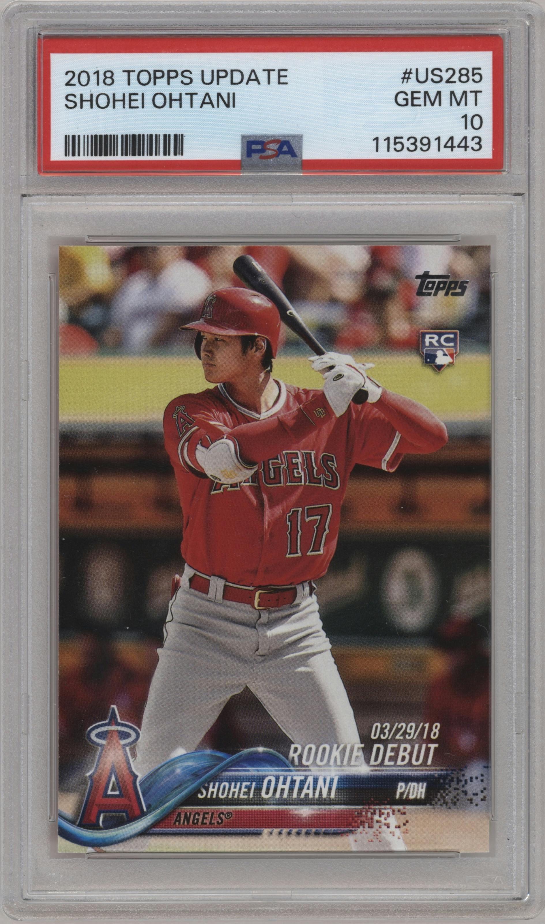 Shohei Ohtani from the 2018 Topps Update set graded by PSA and given an overall grade of 10.