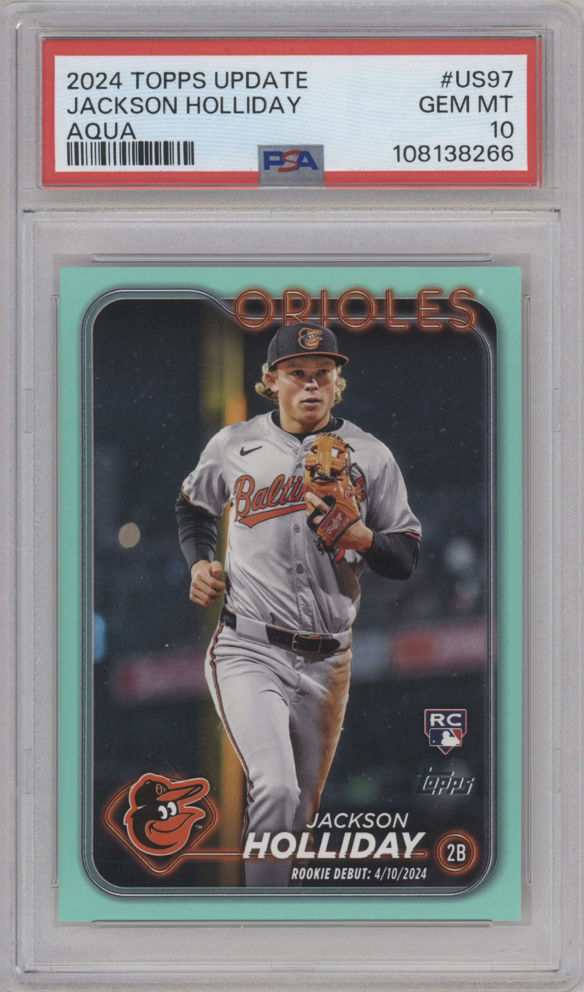 2024 Topps Update Jackson Holliday Aqua #US97 PSA 10