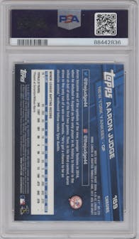 Aaron Judge from the 2017 Topps Chrome set graded by PSA and given an overall grade of 10.