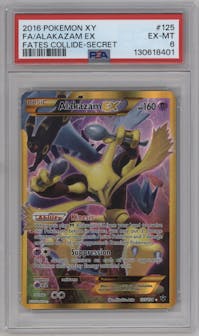Alakazam EX from the 2016 Pokemon XY set graded by PSA and given an overall grade of 6.