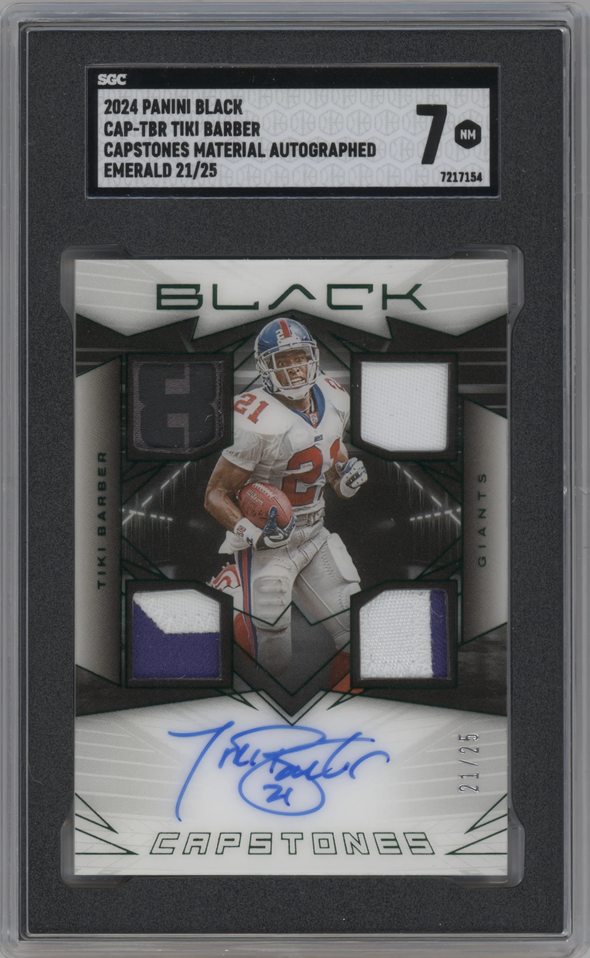 2024 Panini Black Capstones Tiki Barber Emerald SGC 7