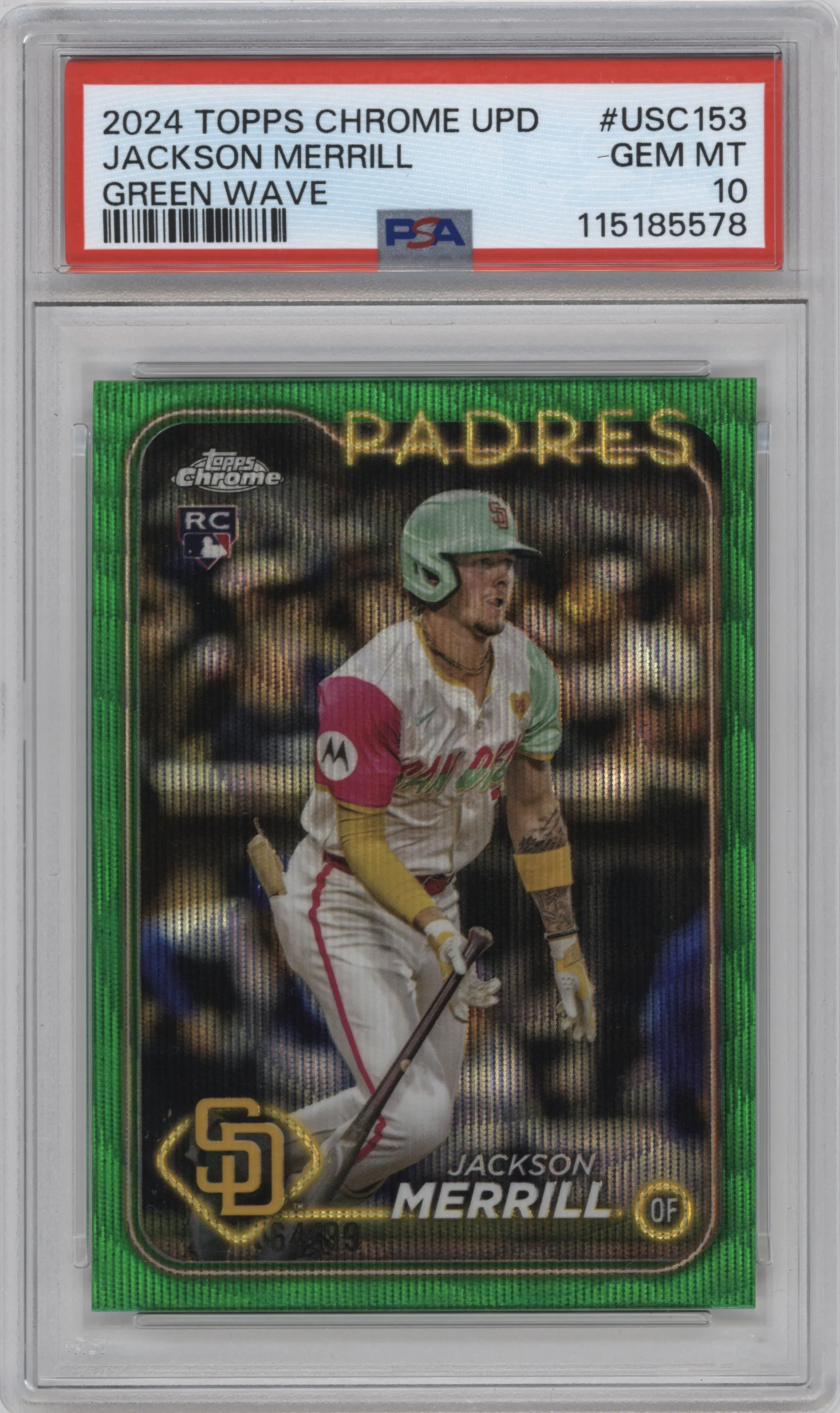 2024 Topps Chrome Update Jackson Merrill Green Wave #USC153 PSA 10