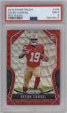 Deebo Samuel from the 2019 Panini Prizm set featuring a Red Wave parallel graded by PSA and given an overall grade of 9.