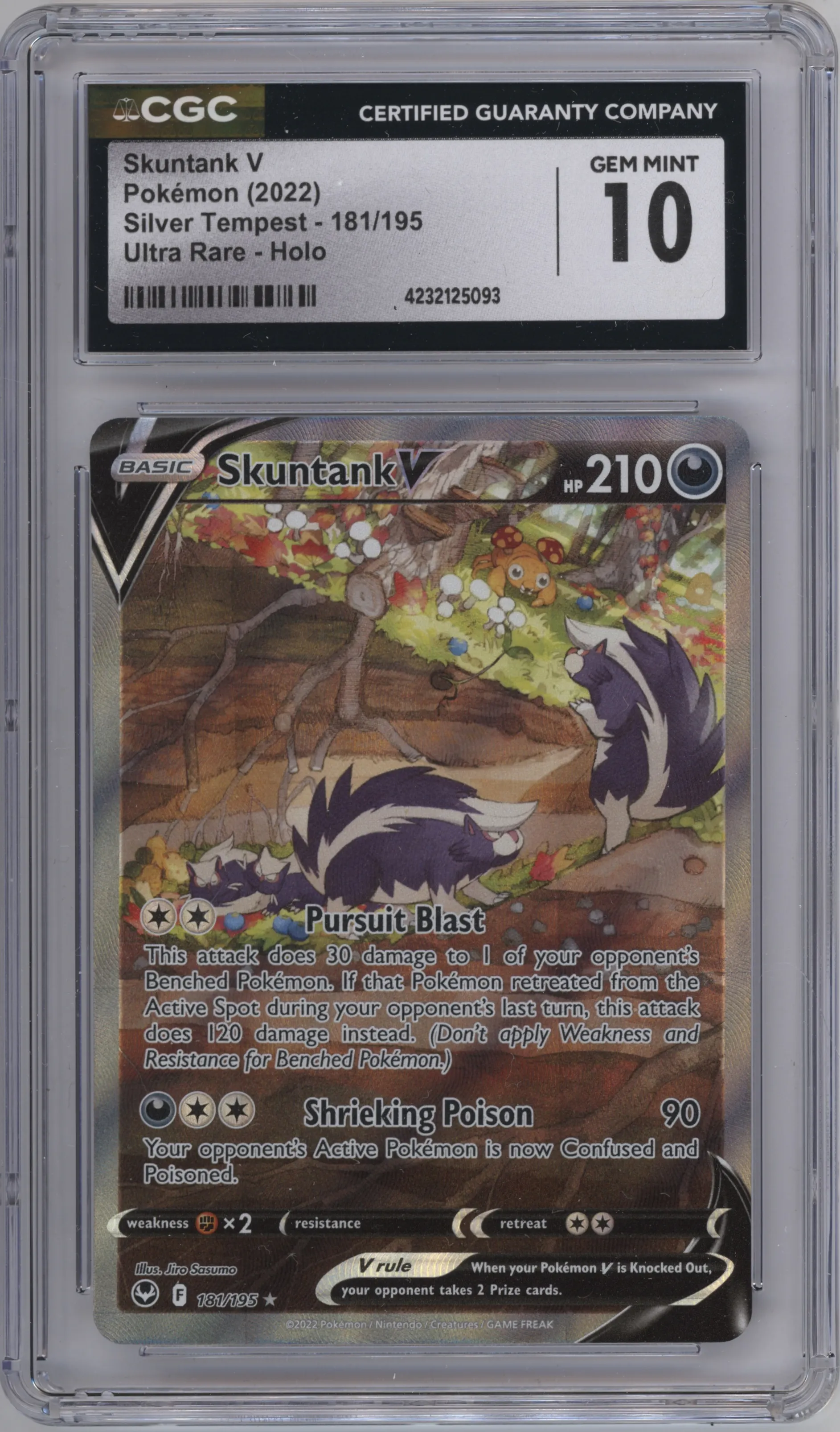 2022 Pokemon SWSH Silver Tempest Skuntank V #181 CGC 10