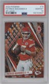 Patrick Mahomes II from the 2023 Panini Phoenix set featuring a Lava parallel graded by PSA and given an overall grade of 10.