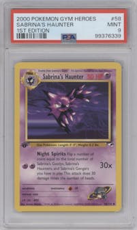 Sabrina's Haunter from the 2000 Pokemon GH set graded by PSA and given an overall grade of 9.