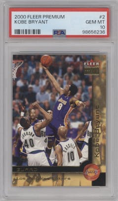 Kobe Bryant from the 2000-01 Fleer Premium set graded by PSA and given an overall grade of 10.