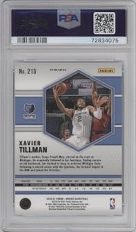 Xavier Tillman from the 2020-21 Panini Mosaic set featuring a Genesis  parallel graded by PSA and given an overall grade of 10.