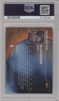 Allen Iverson from the 2001-02 Topps Chrome set graded by PSA and given an overall grade of 10.