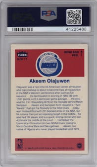 Akeem Olajuwon from the 1986-87 Fleer set graded by PSA and given an overall grade of 8.