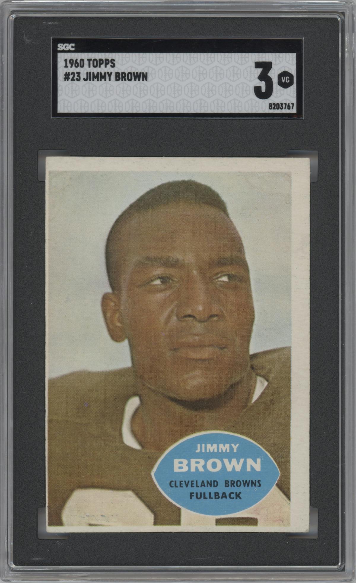 Jimmy Brown from the 1960 Topps set graded by SGC and given an overall grade of 3.