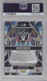 Brock Bowers from the 2024 Panini Prizm set featuring a Green Wave parallel graded by PSA and given an overall grade of 10.