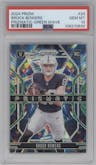 Brock Bowers from the 2024 Panini Prizm set featuring a Green Wave parallel graded by PSA and given an overall grade of 10.