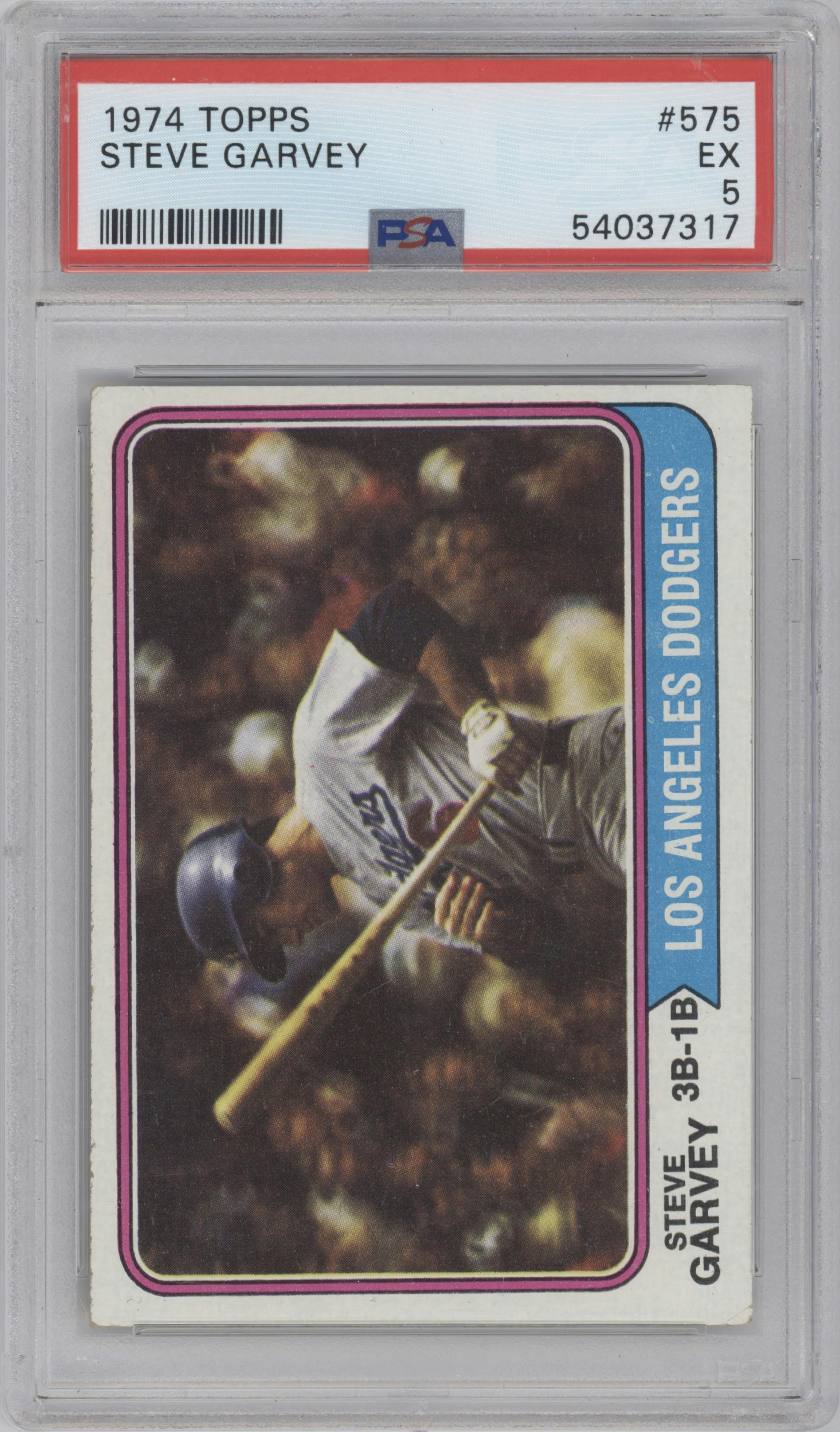 Steve Garvey from the 1974 Topps set graded by PSA and given an overall grade of 5.
