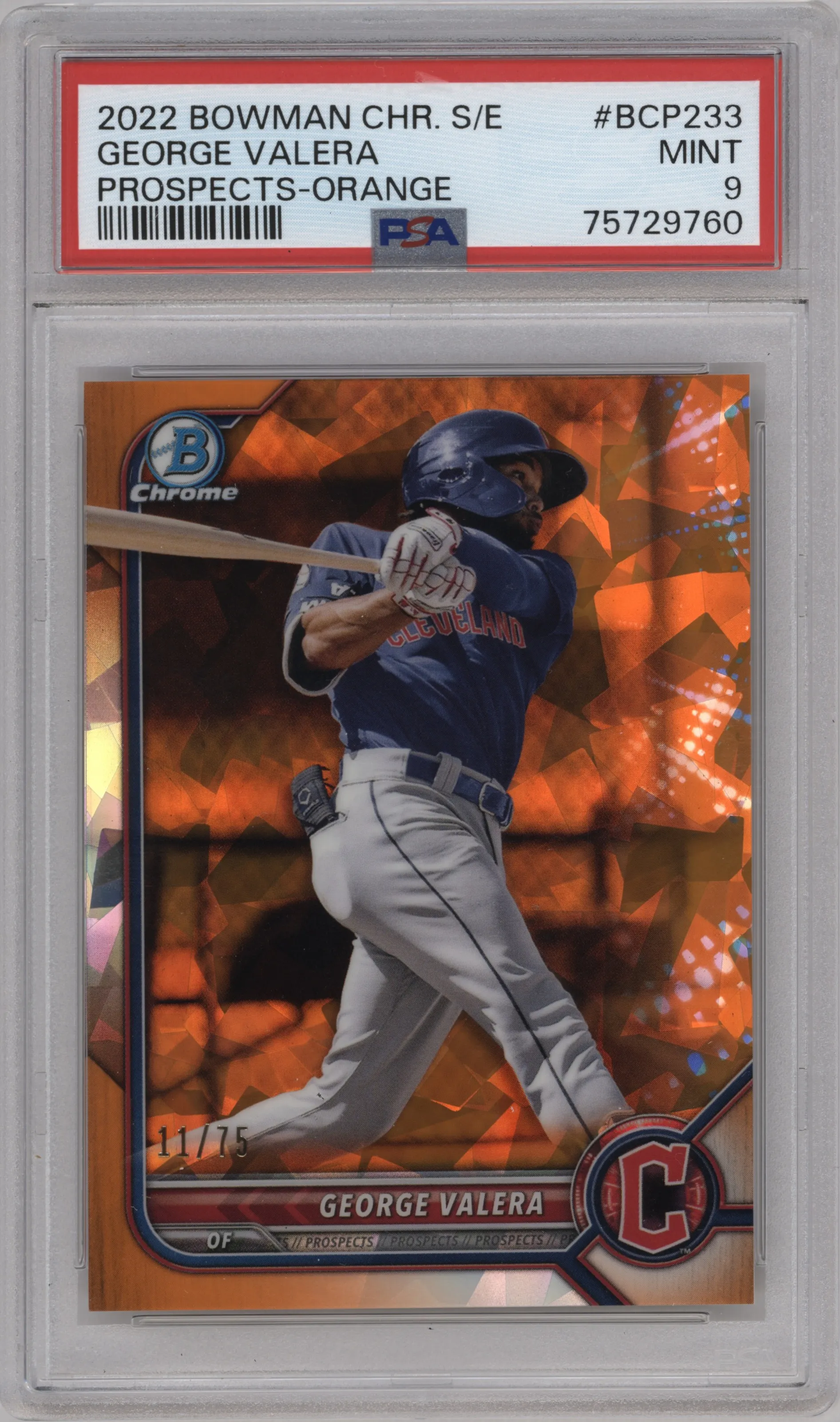 2022 Bowman Chrome Sapphire Edition Chr.Pros. George Valera Orange PSA 9