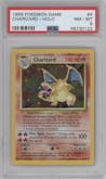 Charizard from the 1999 Pokemon set graded by PSA and given an overall grade of 8.