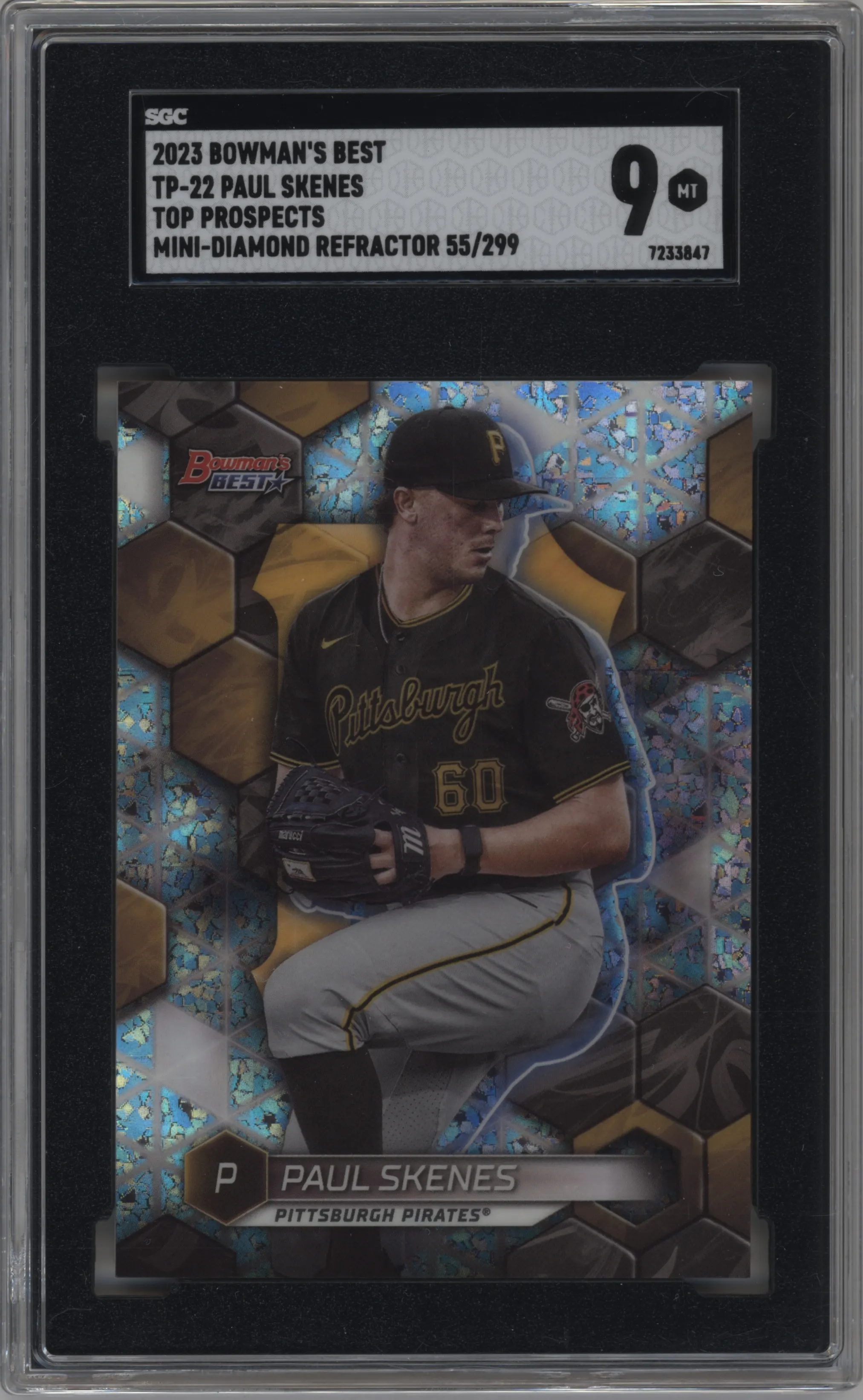 2023 Bowman's Best Top Prospect Paul Skenes Mini-Diamond Refractor SGC 9