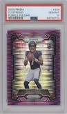 C.J. Stroud from the 2023 Panini Prizm set featuring a Purple Pulsar parallel graded by PSA and given an overall grade of 10.