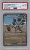 Sandy Shocks EX from the 2023 Pokemon SV set graded by PSA and given an overall grade of 10.