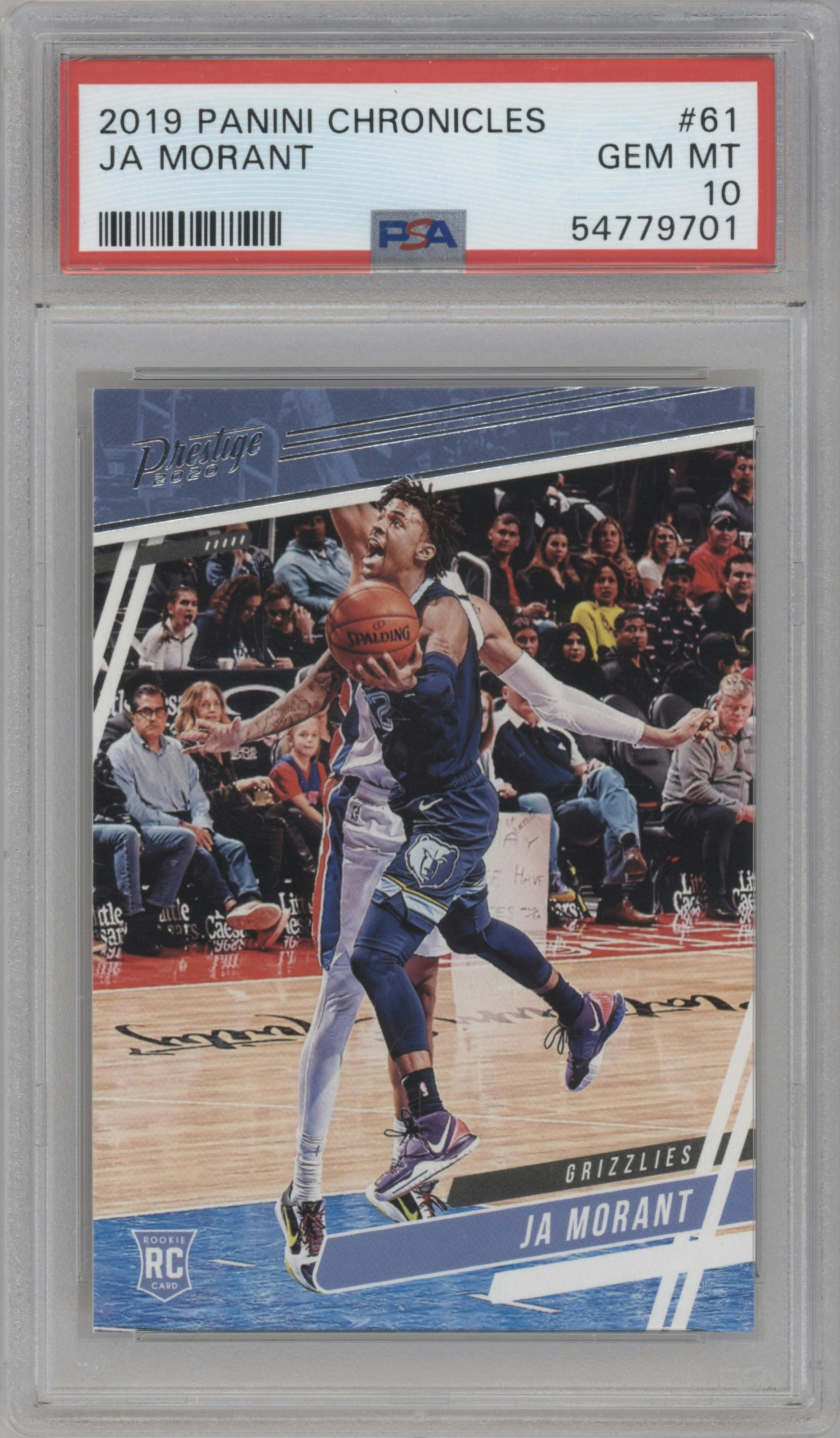 Ja Morant from the 2019-20 Panini Chronicles  set graded by PSA and given an overall grade of 10.
