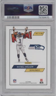 Russell Wilson from the 2018 Panini Kaboom Rewards Multi-Sport set graded by PSA and given an overall grade of 9.