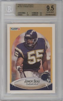 Junior Seau from the 1990 Fleer Update set graded by Beckett and given an overall grade of 9.5.
