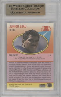 Junior Seau from the 1990 Fleer Update set graded by Beckett and given an overall grade of 9.5.