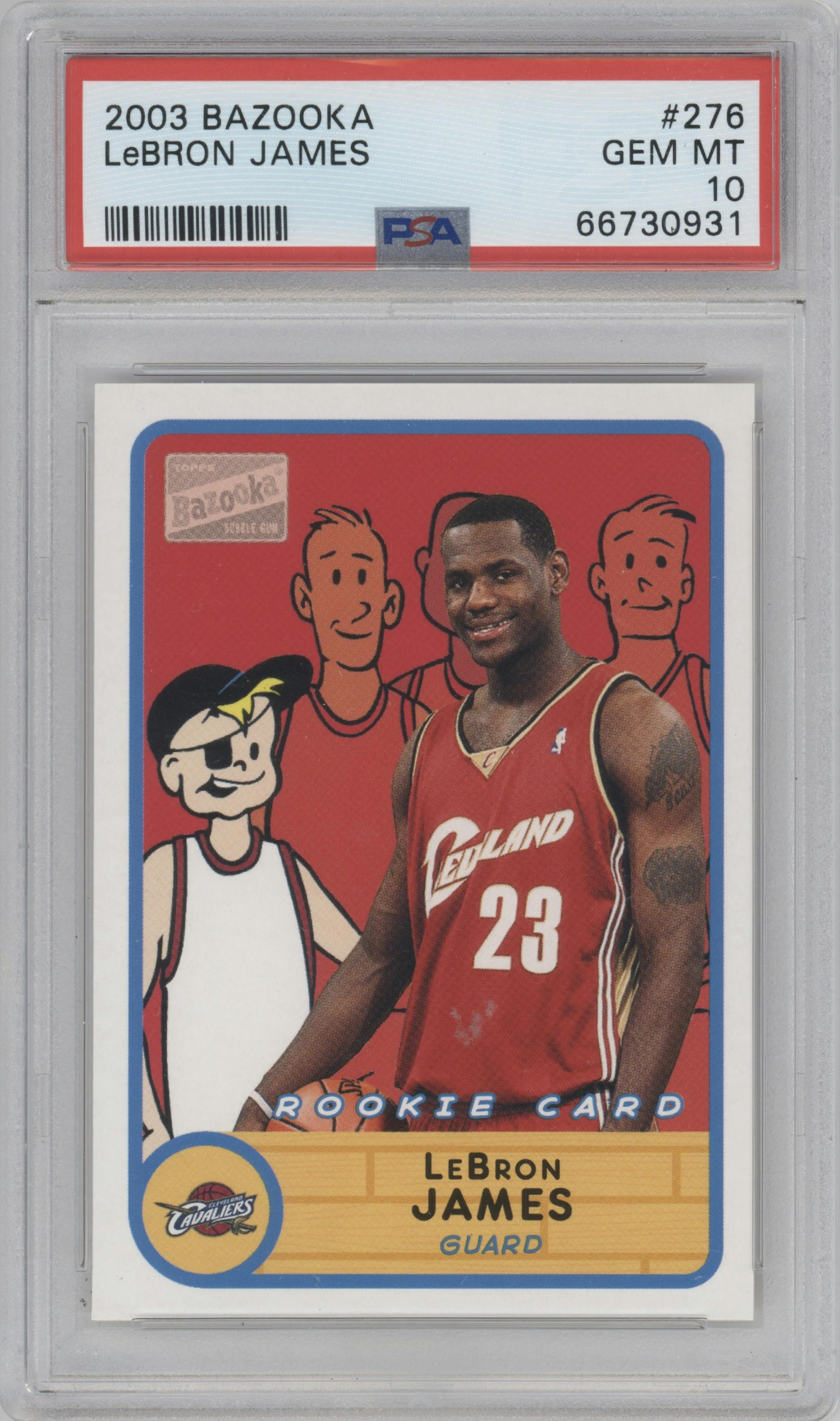 LeBron James from the 2003-04 Topps Bazooka set graded by PSA and given an overall grade of 10.