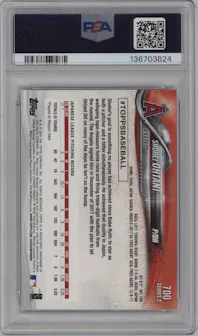Shohei Ohtani from the 2018 Topps Series 2 set graded by PSA and given an overall grade of 10.