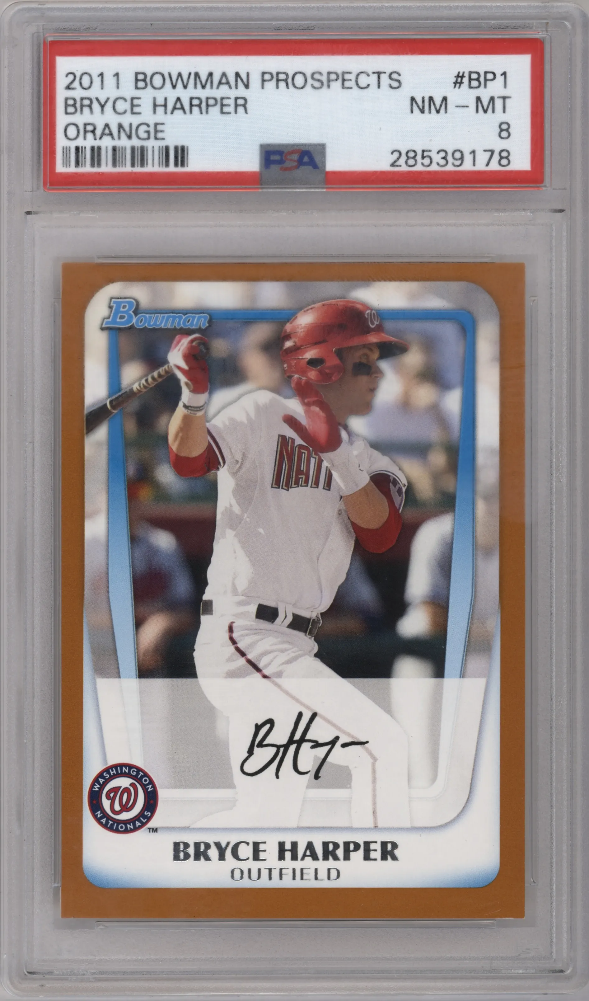 2011 Bowman Prospects Bryce Harper Orange #BP1 PSA 8