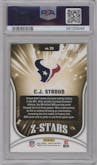 C.J. Stroud from the 2023 Panini Zenith set featuring a Copper parallel graded by PSA and given an overall grade of 9.