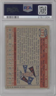 Roger Craig from the 1957 Topps set graded by PSA and given an overall grade of 7.