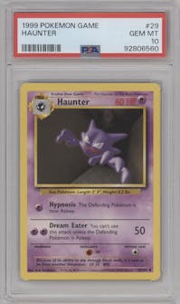 Haunter from the 1999 Pokemon set graded by PSA and given an overall grade of 10.