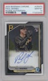 Paul Skenes from the 2024 Bowman Chrome set graded by PSA and given an overall grade of 10.
