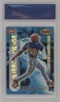 Ken Griffey Jr./Ruben Mateo from the 1999 Bowman's Best set featuring a Atomic Refractor parallel graded by PSA and given an overall grade of 10.