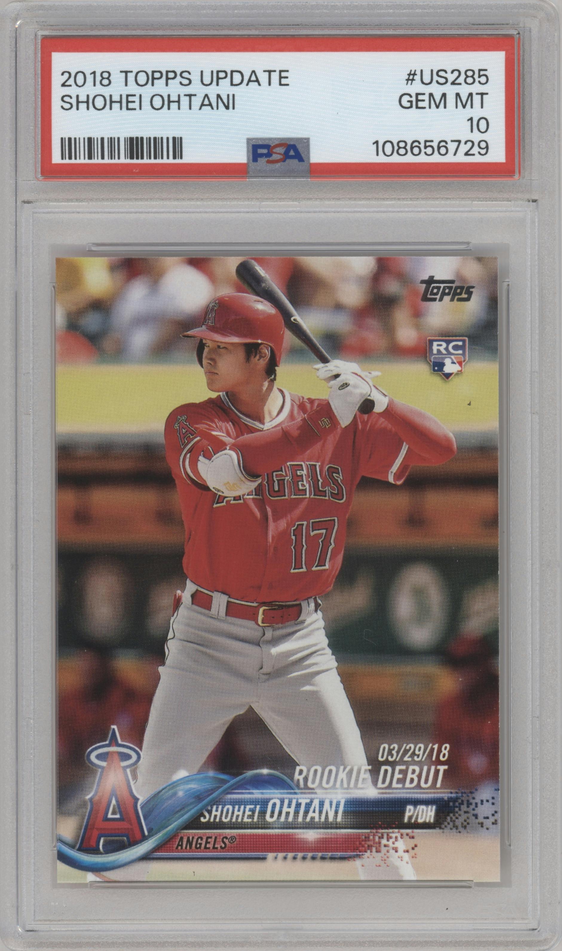 Shohei Ohtani from the 2018 Topps Update set graded by PSA and given an overall grade of 10.