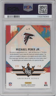 Michael Penix Jr. from the 2024 Donruss set graded by PSA and given an overall grade of 10.
