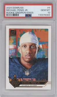 Michael Penix Jr. from the 2024 Donruss set graded by PSA and given an overall grade of 10.