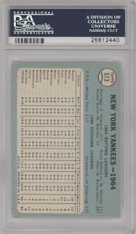 New York Yankees Team from the 1965 Topps set graded by PSA and given an overall grade of 9.