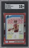 Jayden Daniels from the 2024 Donruss set featuring a Red Wave parallel graded by SGC and given an overall grade of 10.