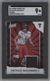 Patrick Mahomes II from the 2021 Panini Father's Day set featuring a Rainbow Spokes Memorabilia parallel graded by SGC and given an overall grade of 9.