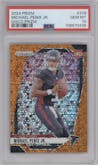 Michael Penix Jr. from the 2024 Panini Prizm set featuring a Disco parallel graded by PSA and given an overall grade of 10.