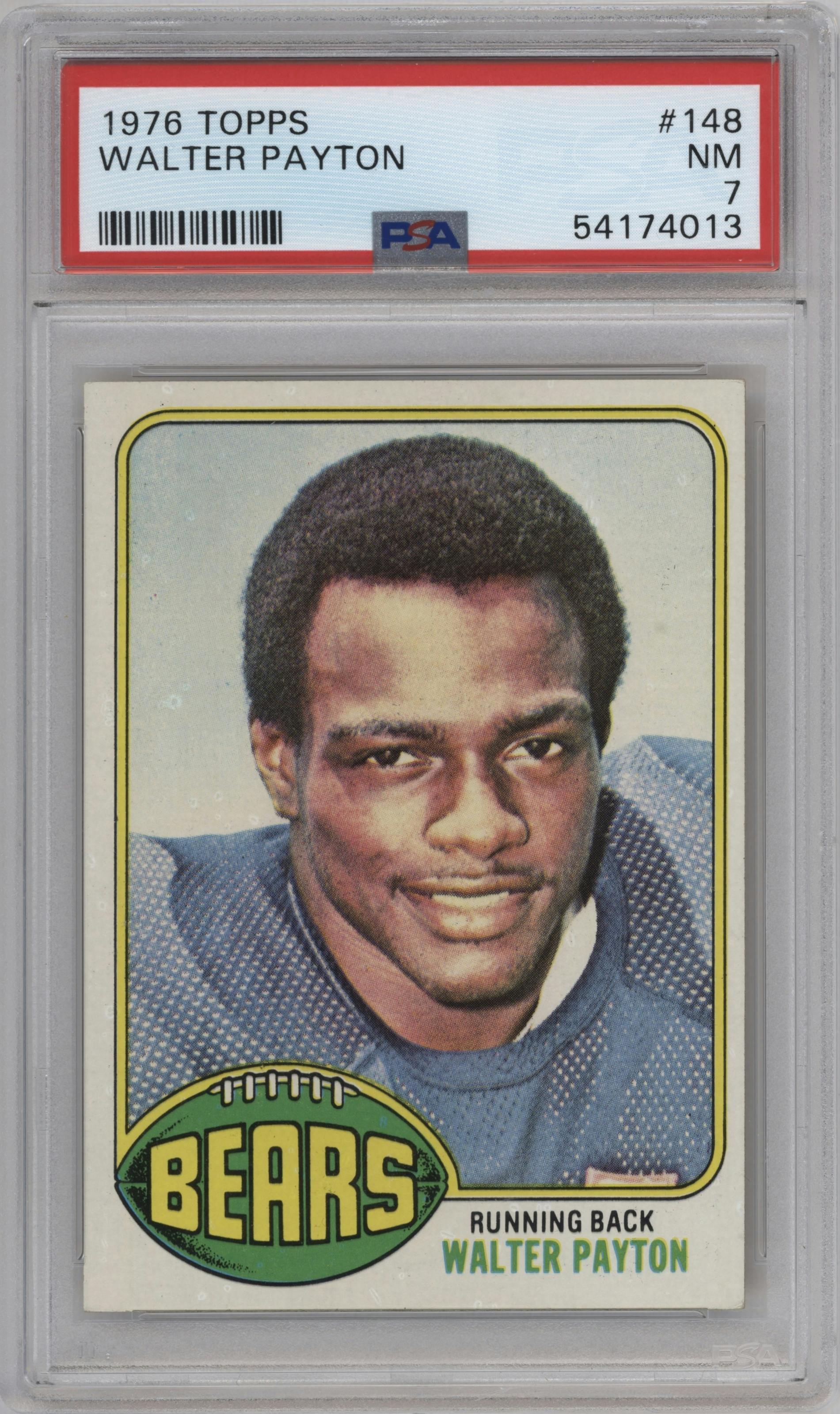 Walter Payton  from the 1976 Topps set graded by PSA and given an overall grade of 7.