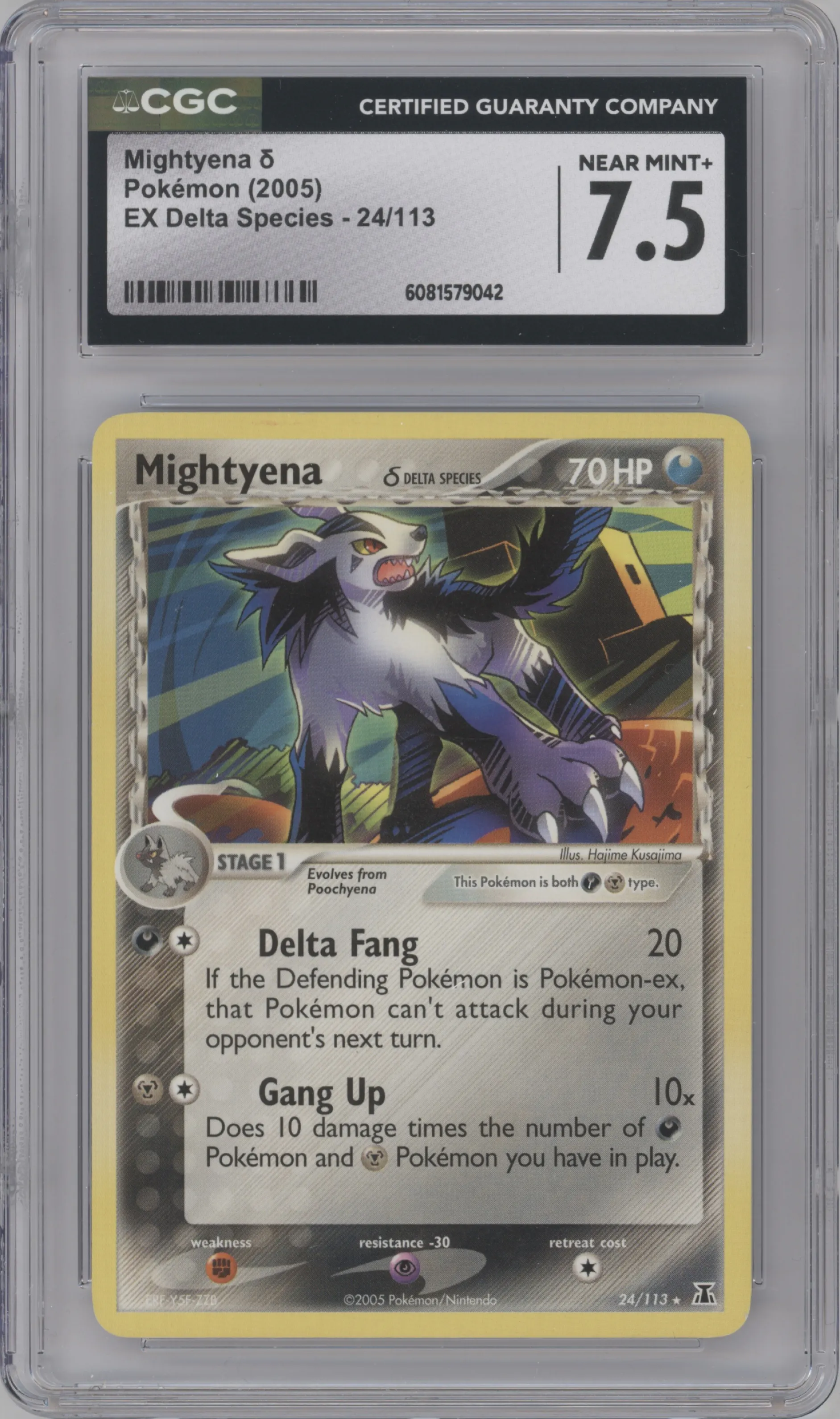 2005 Pokemon EX Delta Species Mightyena #24 CGC 7.5