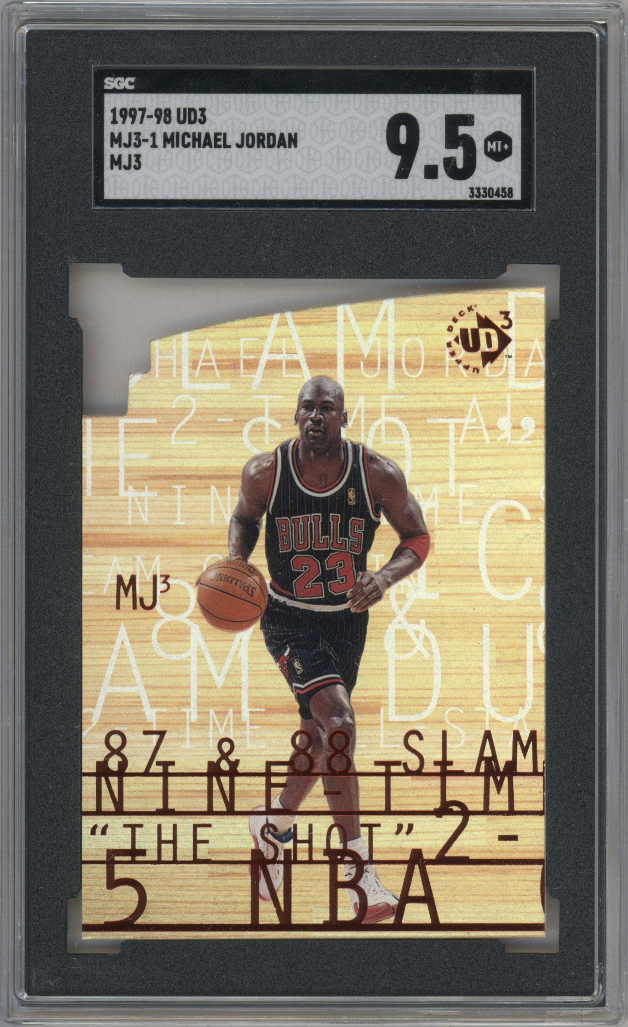 Michael Jordan from the 1997-98 Upper Deck UD3 set graded by SGC and given an overall grade of 9.5.