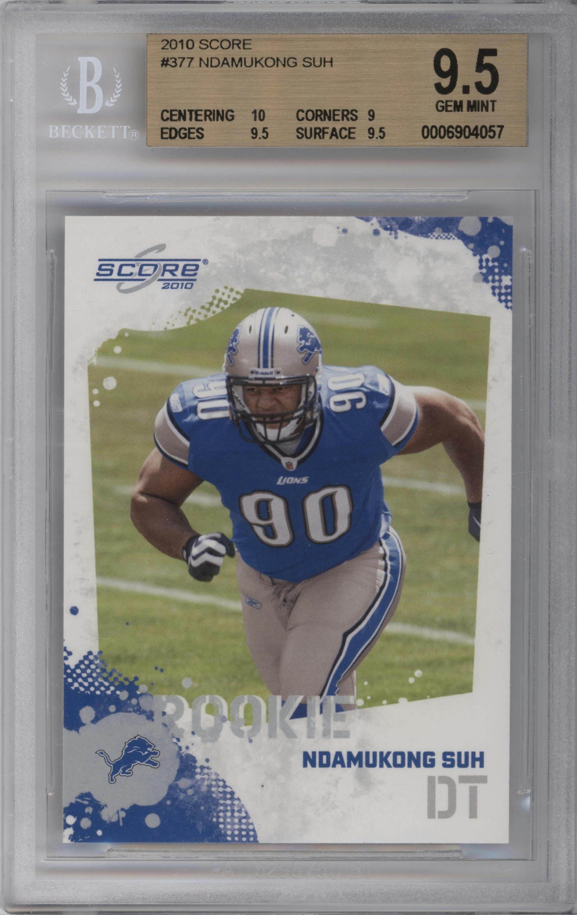 Ndamukong Suh from the 2010 Score set graded by Beckett and given an overall grade of 9.5.