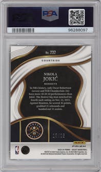 Nikola Jokic from the 2023-24 Panini Select  set featuring a Tie-Dye parallel graded by PSA and given an overall grade of 10.
