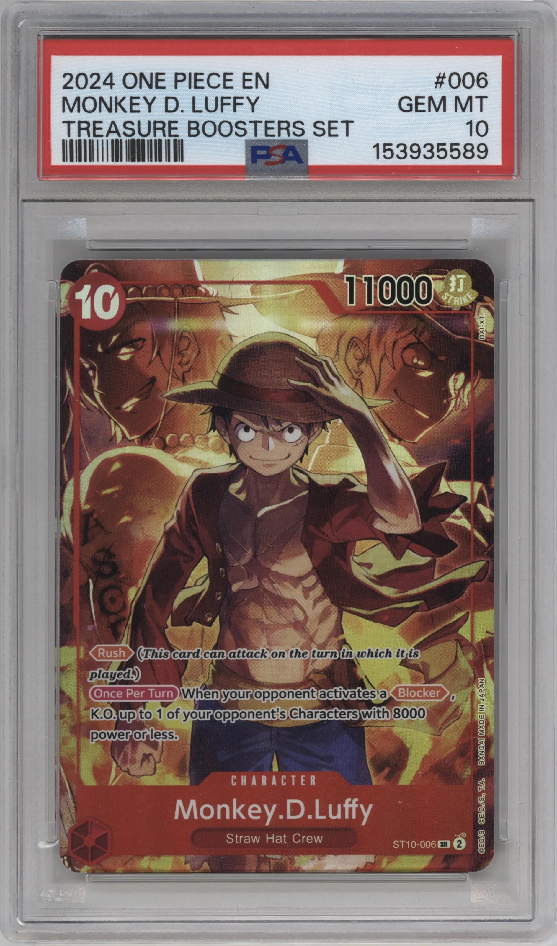 2024 One Piece Treasure Boosters Set Monkey.D.Luffy PSA 10