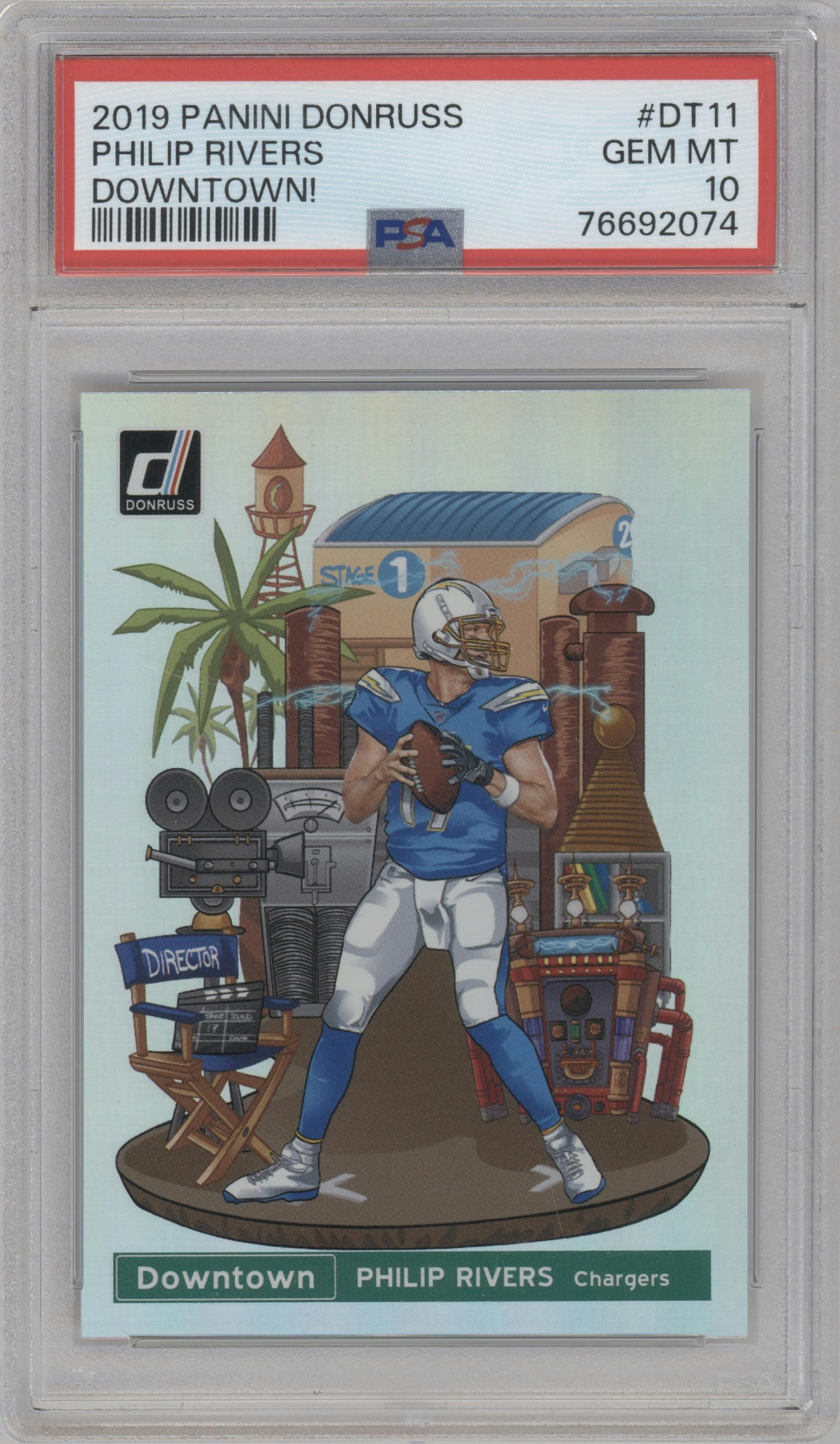 Philip Rivers from the 2019 Panini Donruss set graded by PSA and given an overall grade of 10.